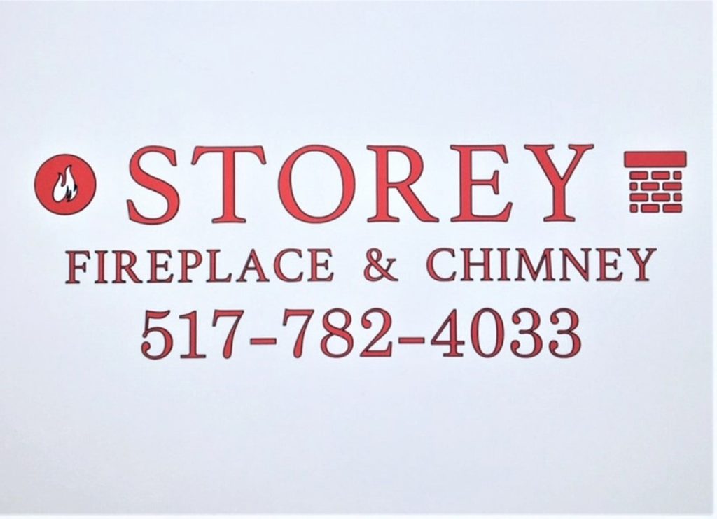 Storey Fireplace & Chimney Logo With Contact Number